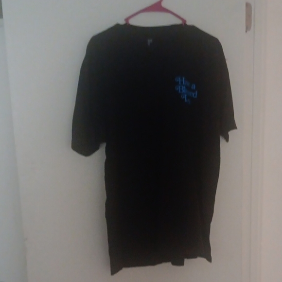 Black T-Shirt with Blue Text - Picture 4 of 5